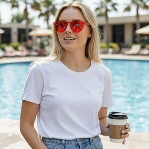 One Piece Premium Transparent Rimless Red Fashion Sunglasses UV400 Protection